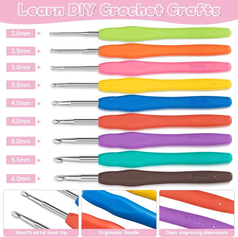 GMAK Crochet Kit for Beginners Adults, 59 PCS Crocheting Sets Include Yarn, Hooks and Tools, Portable Crochet Starter Kit for Making Variety Projects Crocheting Supplies, Pink Alpaca - Image 4